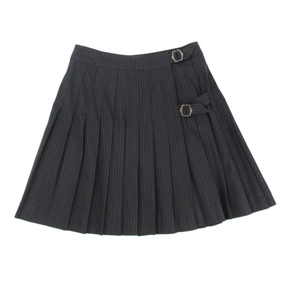 rag & bone Dresses & Skirts - Rag & Bone Pleated Mini Wrap Skirt Schoolgirl Pinstripe Gray Black A-line Buckle